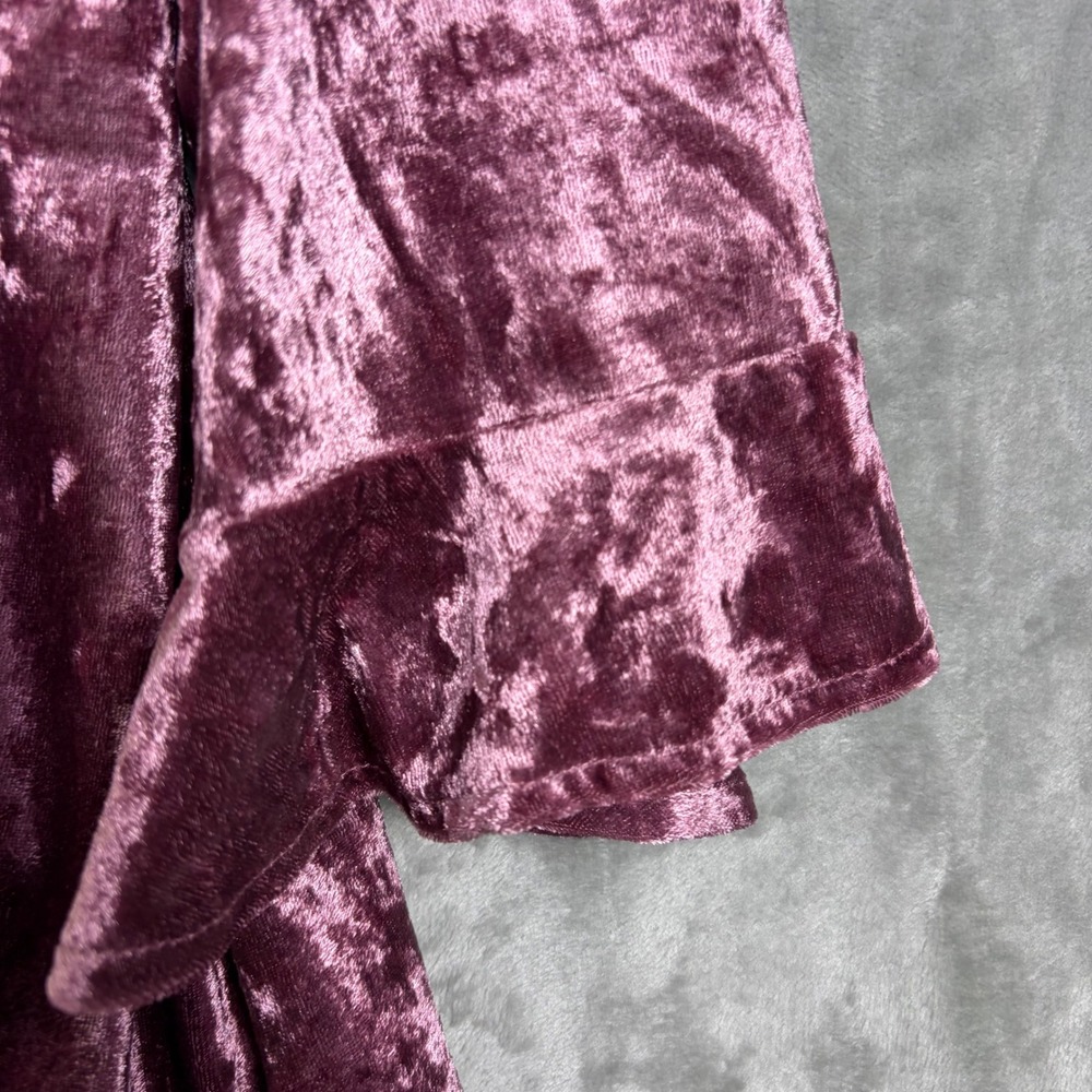 Valerie Stevens Crushed Velvet Bell Sleeve Top XL Boho Party Blouse Pink - Picture 4 of 10